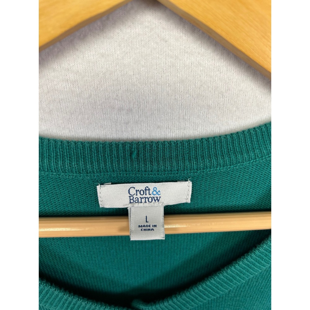 Croft & Barrow Classic Preppy Women Large Green Button Front Cardigan - Picture 3 of 9